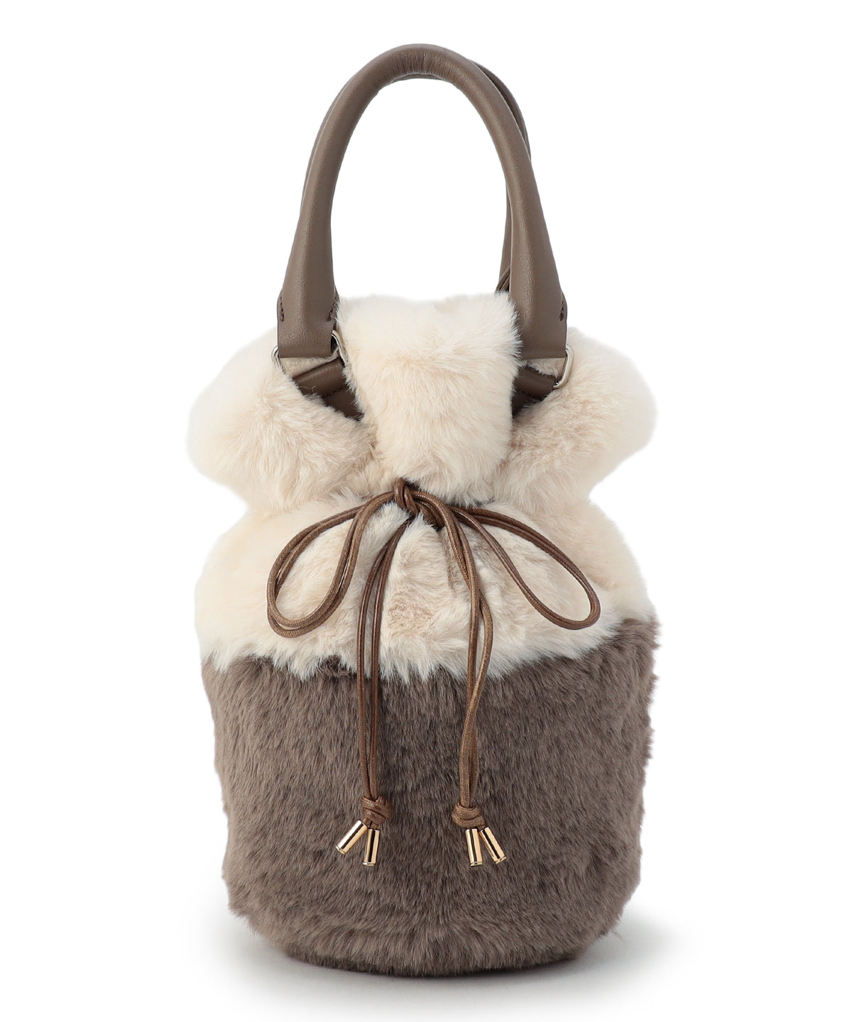 Eco Fur Drawstring Shoulder Bag OFF-WHITE×GREIGE