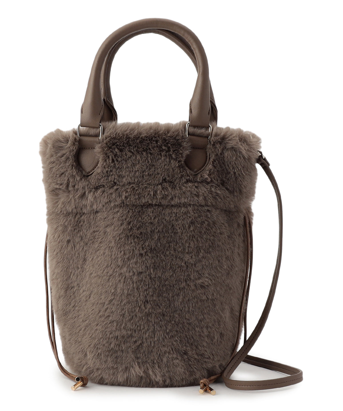 【予約：11月中旬〜下旬発送予定】Eco Fur Drawstring Shoulder Bag GREIGE