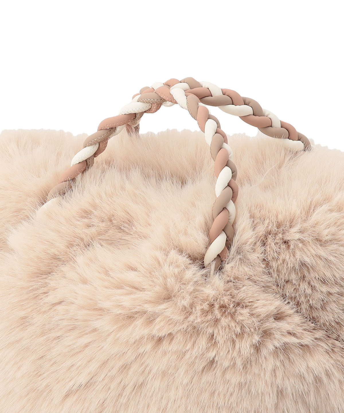 Long Fur Drawstring Bag BEIGE