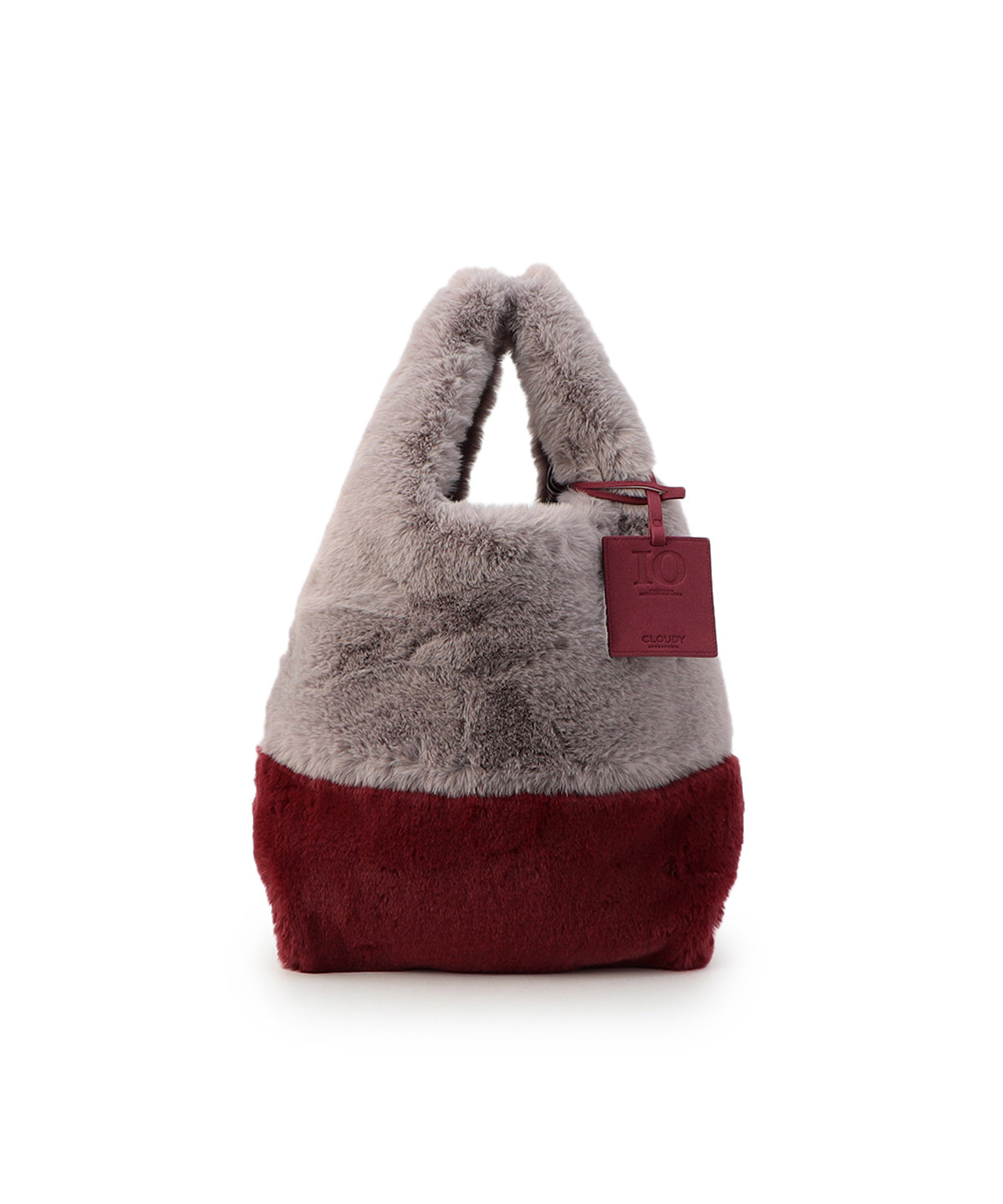Eco Fur Convenience Bag(Medium) GRAY×BURGUNDY