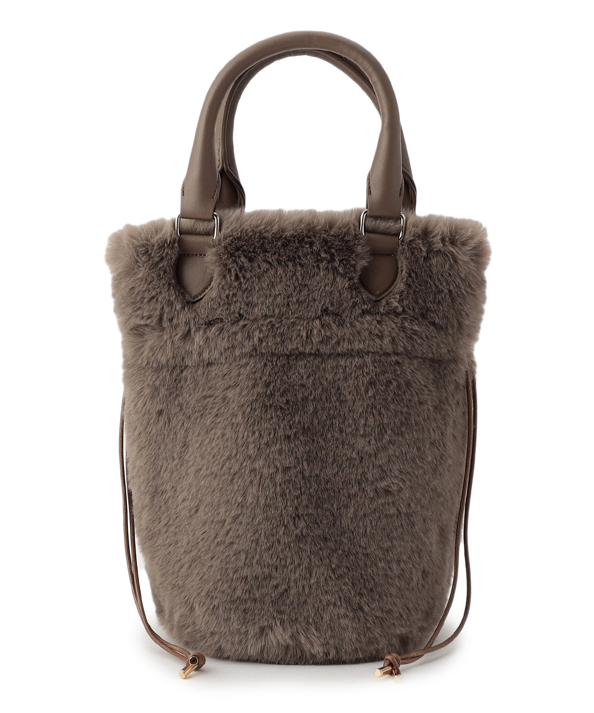 【予約：11月中旬〜下旬発送予定】Eco Fur Drawstring Shoulder Bag GREIGE