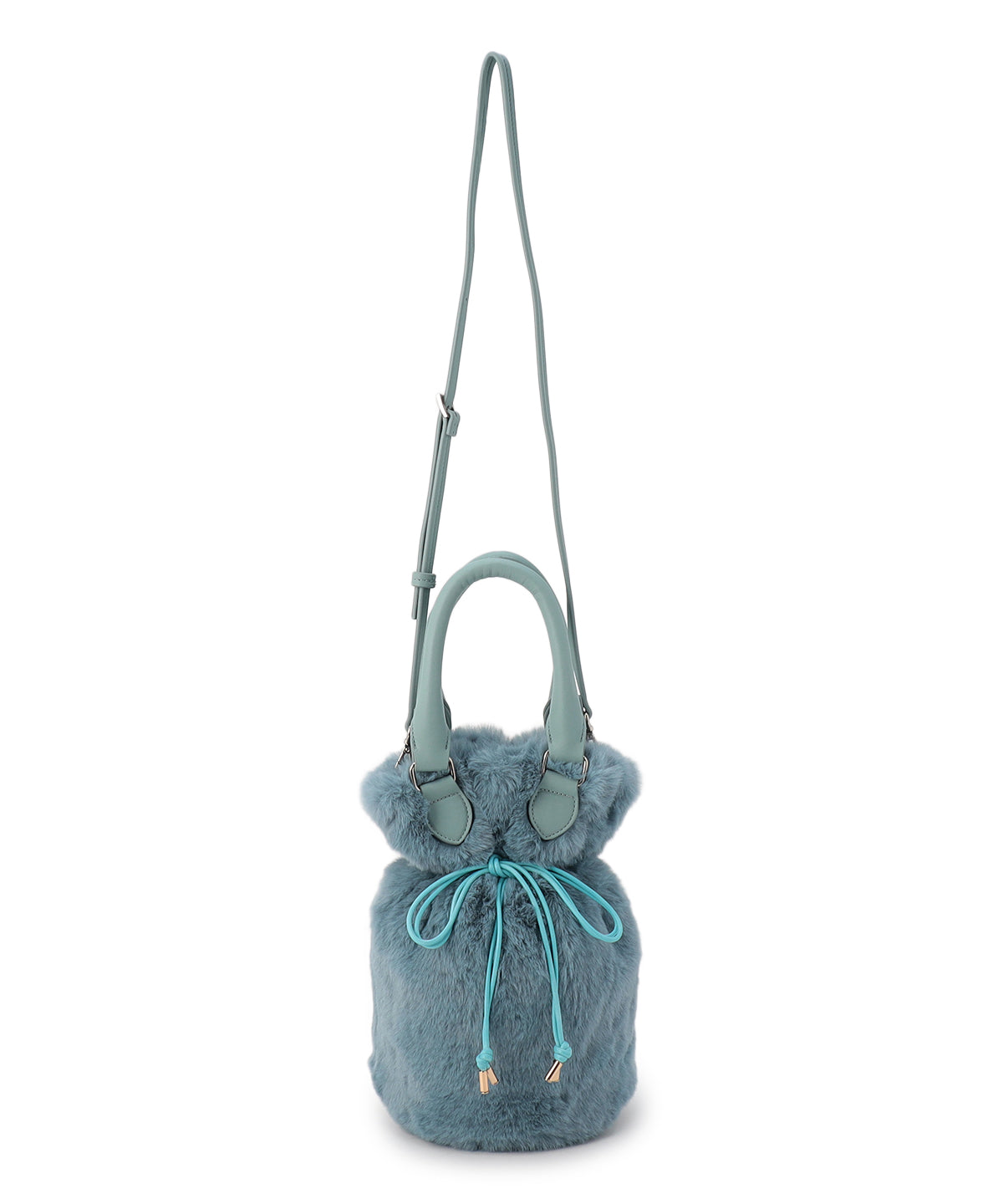 Eco Fur Drawstring Shoulder Bag  SAX BLUE