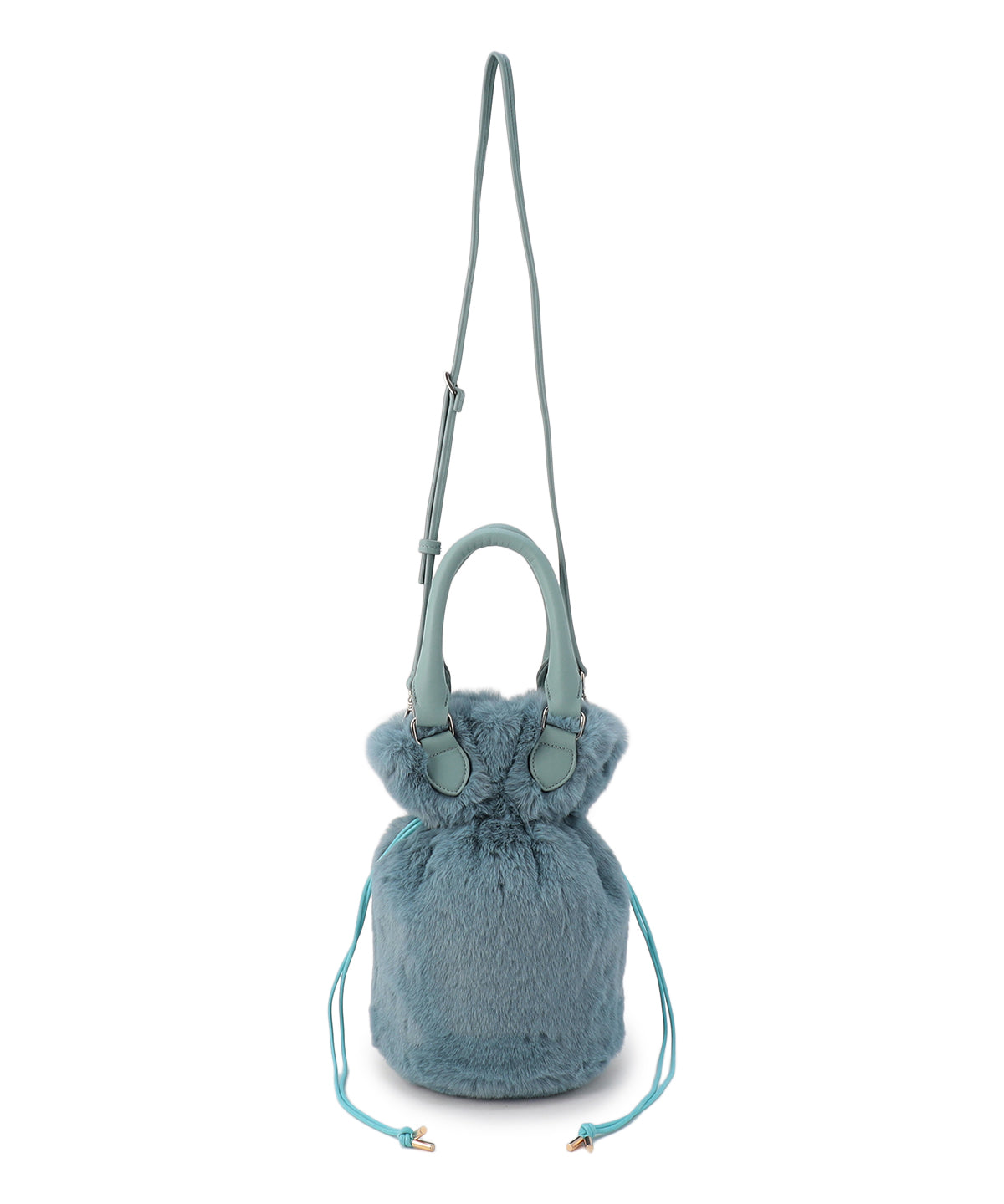 Eco Fur Drawstring Shoulder Bag  SAX BLUE