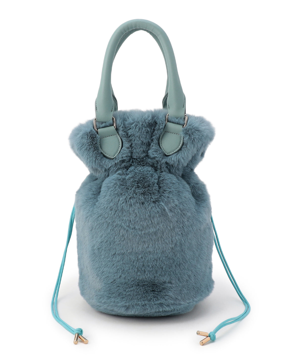 Eco Fur Drawstring Shoulder Bag  SAX BLUE