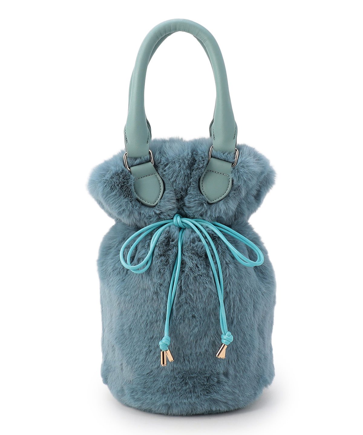 Eco Fur Drawstring Shoulder Bag  SAX BLUE