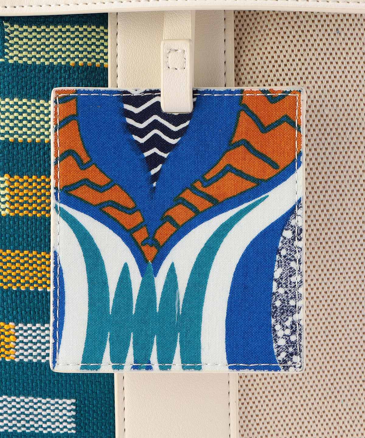 Two Tone Kente  Bag (Medium) WHITE