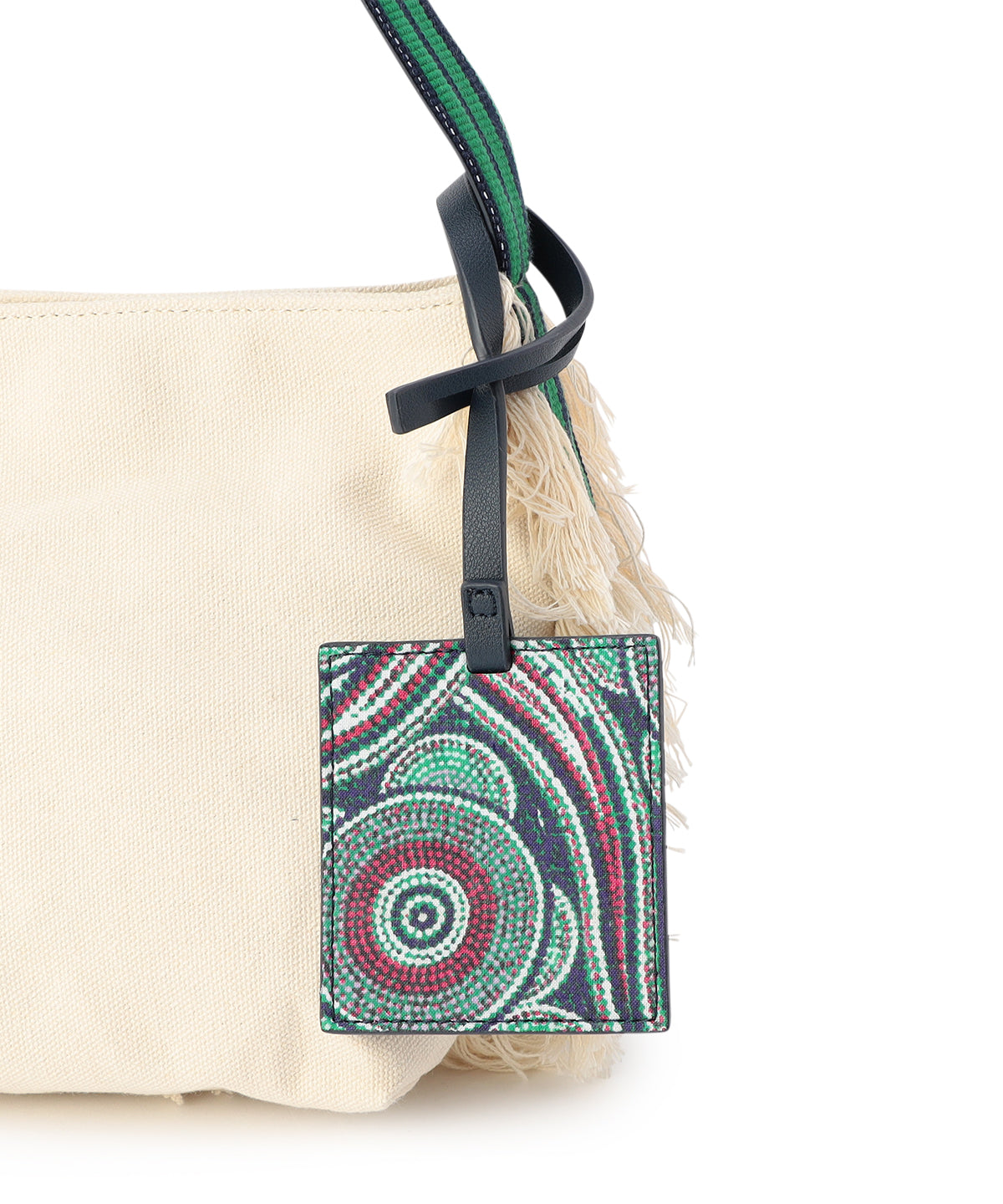 Canvas Kente fringe Bag (Small) NAVY/GREEN