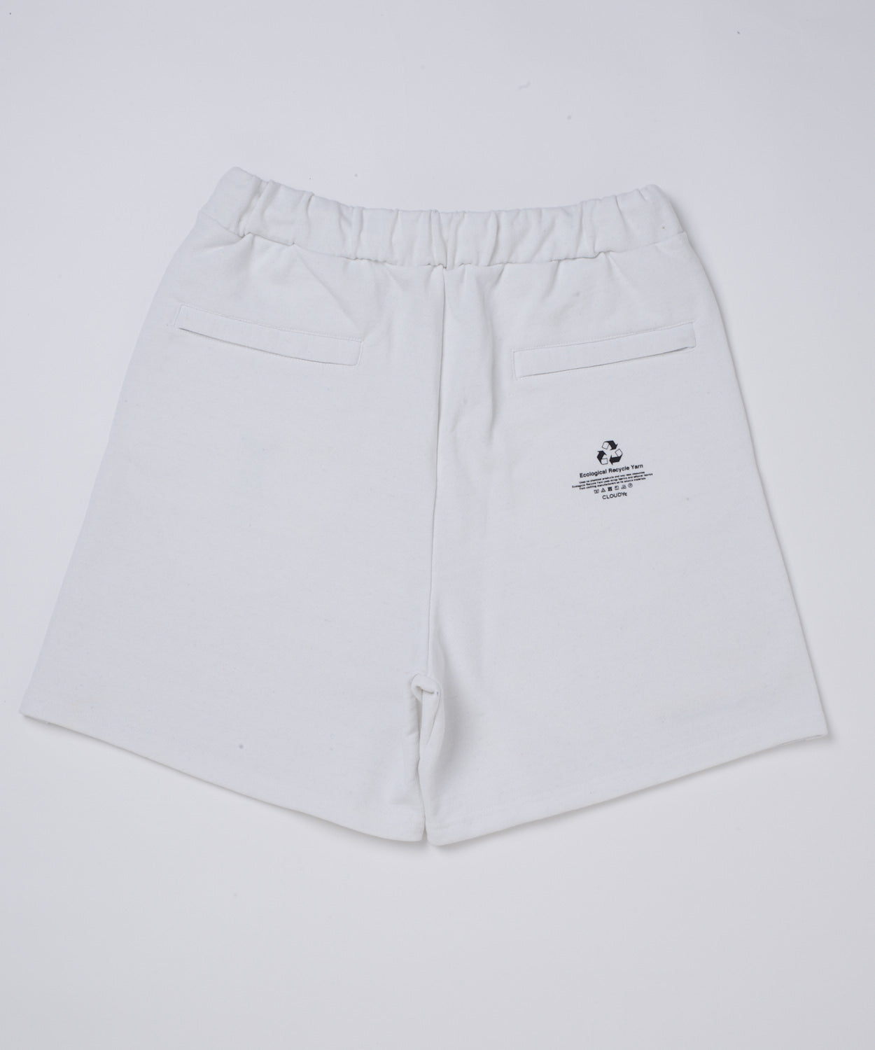 Recycle Sweat Half Pants Embroidery Logo WHITE