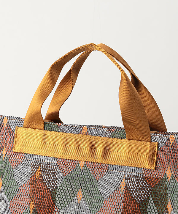 African Textile Mesh Tote Bag (Large) BROWN