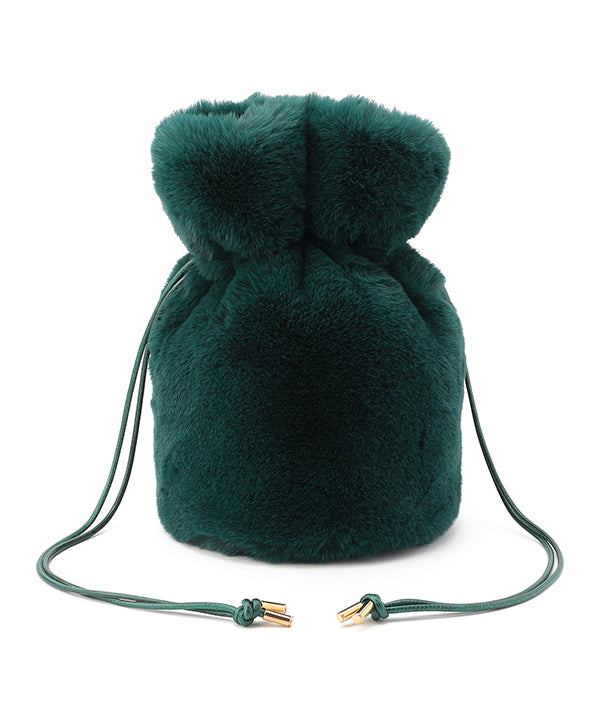 Eco Fur Drawstring Bag GREEN