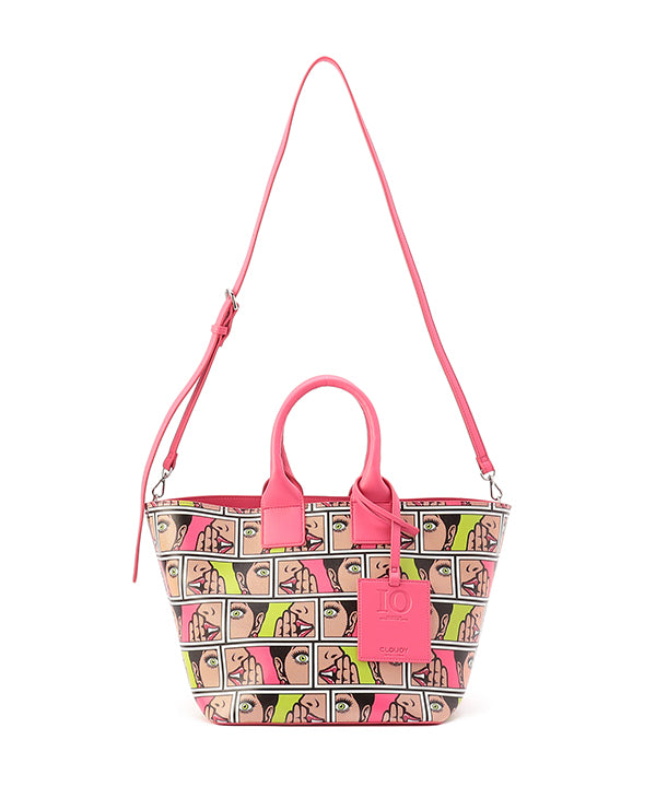 Printed Fake Leather 2Way Handbag (Medium) PINK