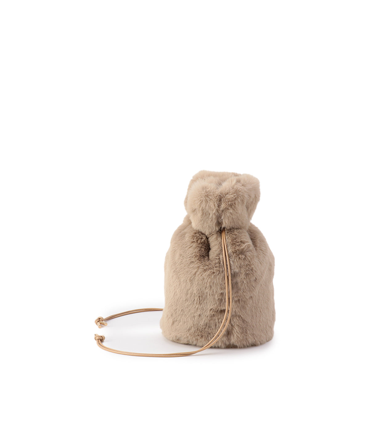 Eco Fur Drawstring Bag (Small) BEIGE