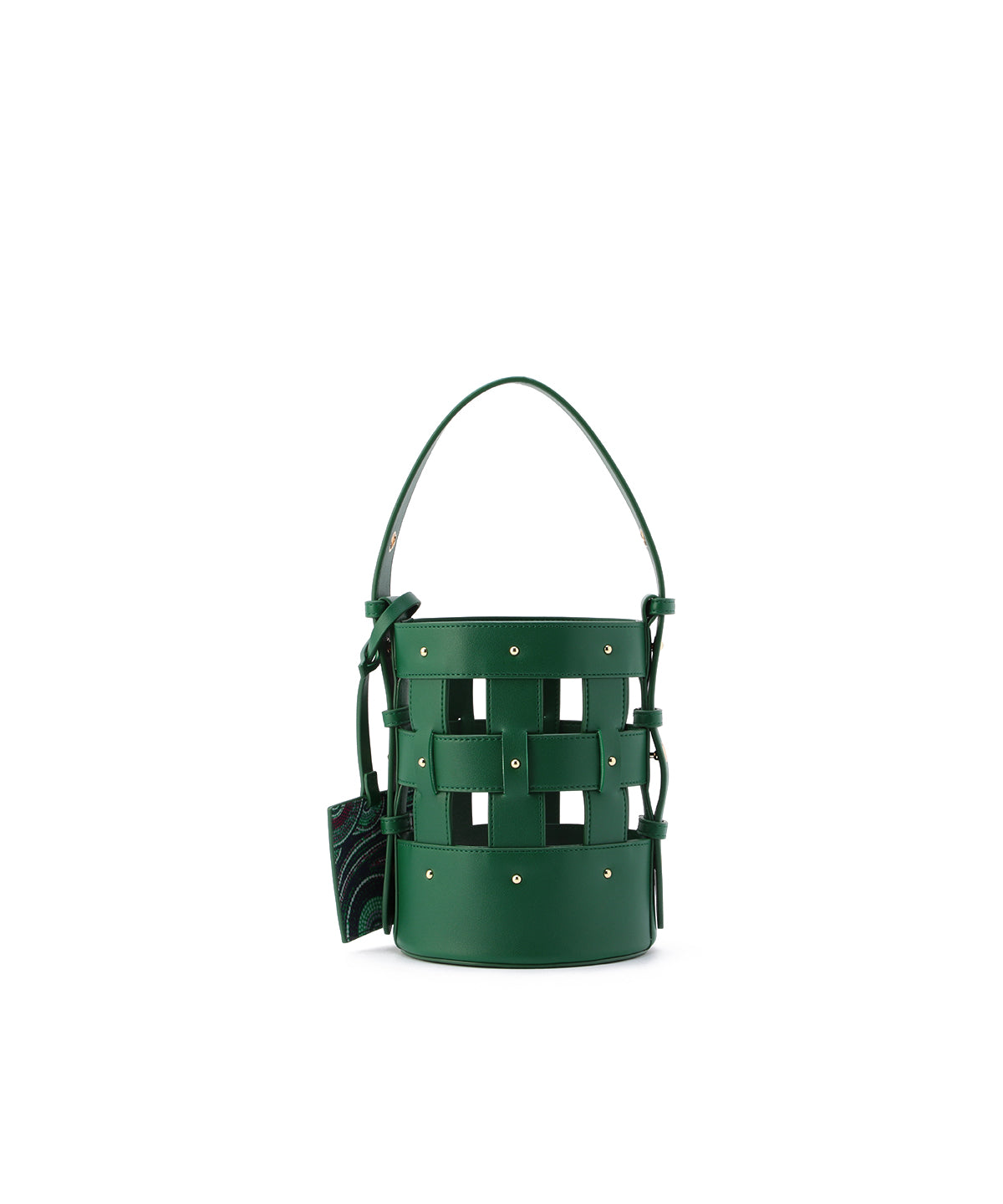 Fake Leather Mesh Tube Bag GREEN