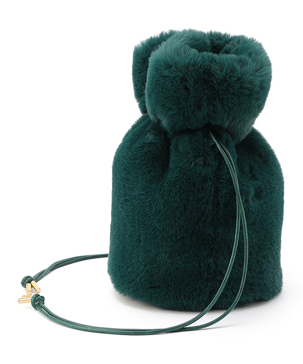 Eco Fur Drawstring Bag GREEN