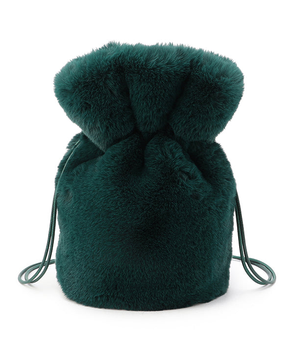 Eco Fur Drawstring Bag GREEN