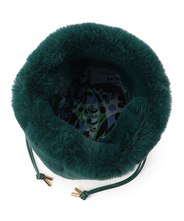 Eco Fur Drawstring Bag GREEN