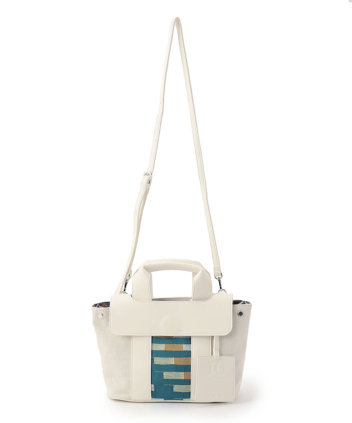 Two Tone Kente  Bag (Small) WHITE