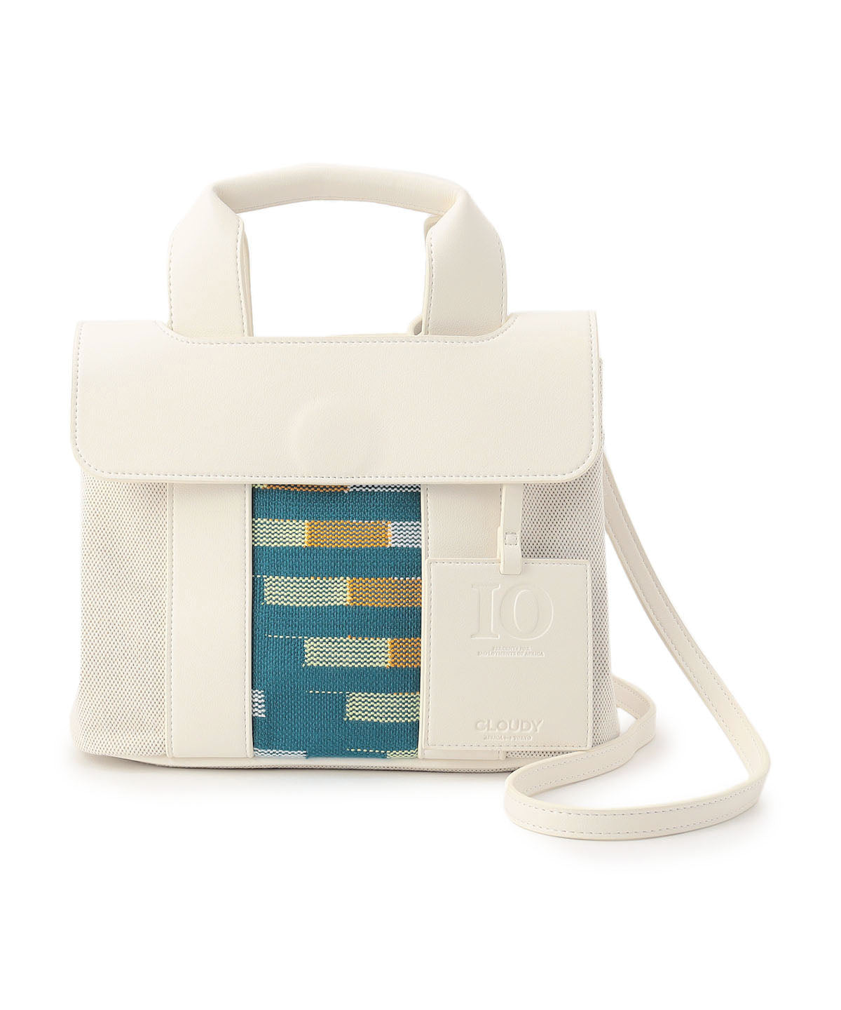 Two Tone Kente  Bag (Small) WHITE