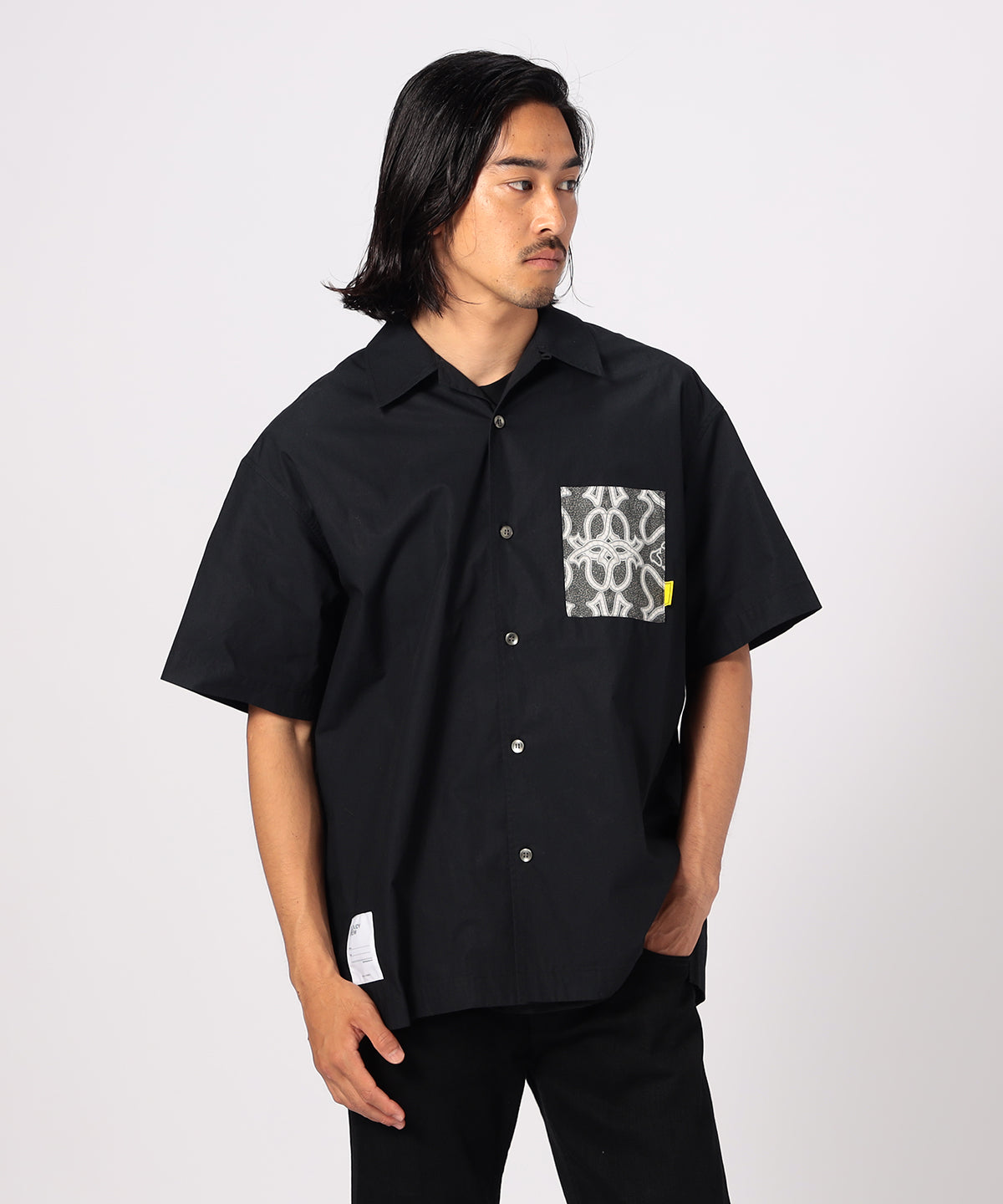 African Textile Pocket SHIRTS BLACK