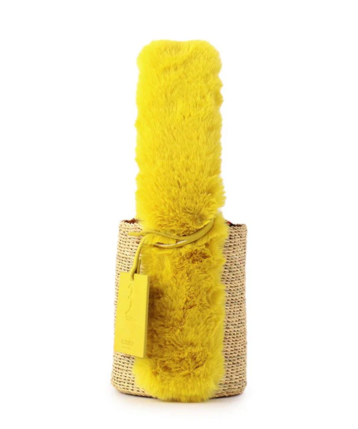 Eco Fur Handle Basket YELLOW