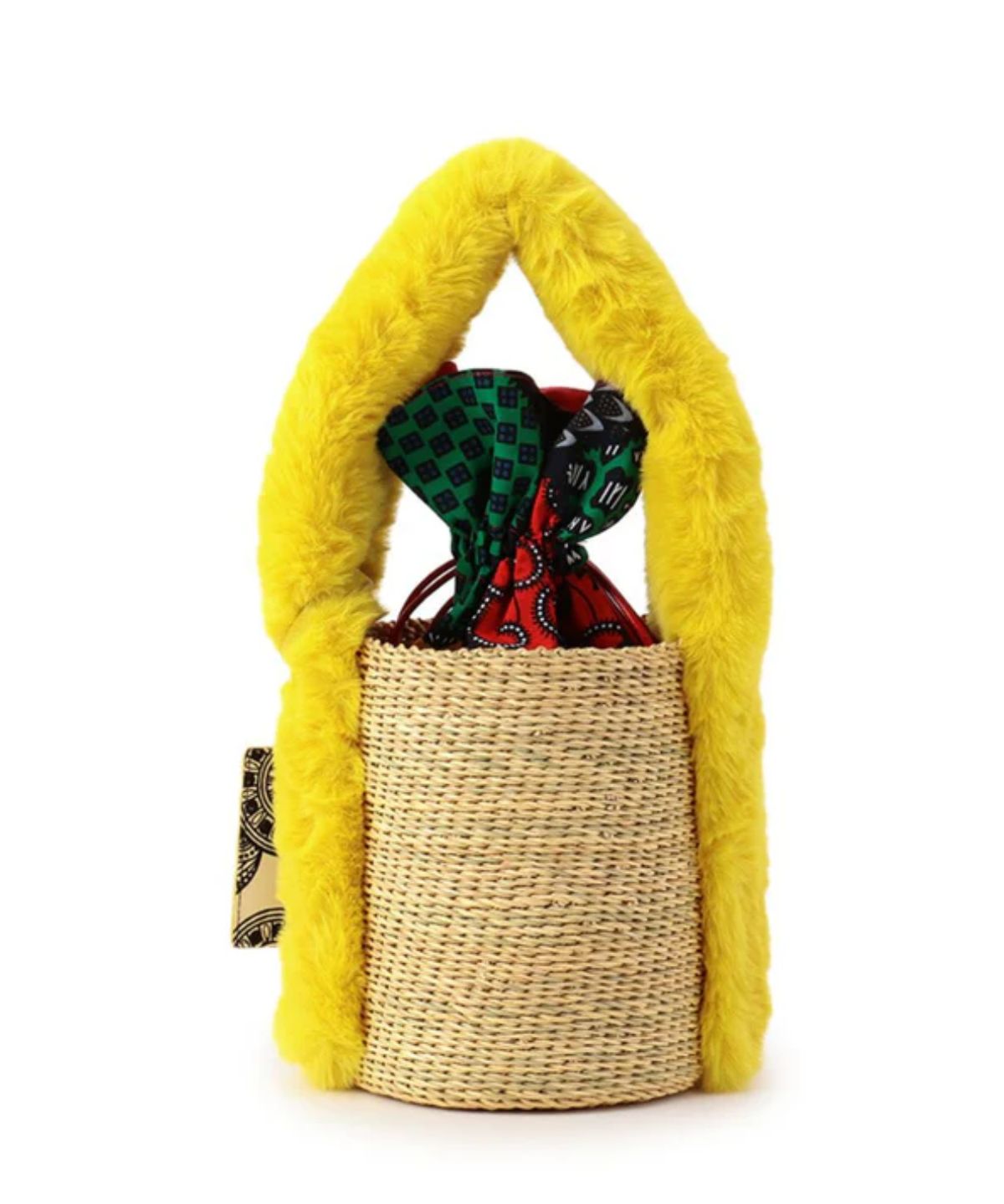 Eco Fur Handle Basket YELLOW