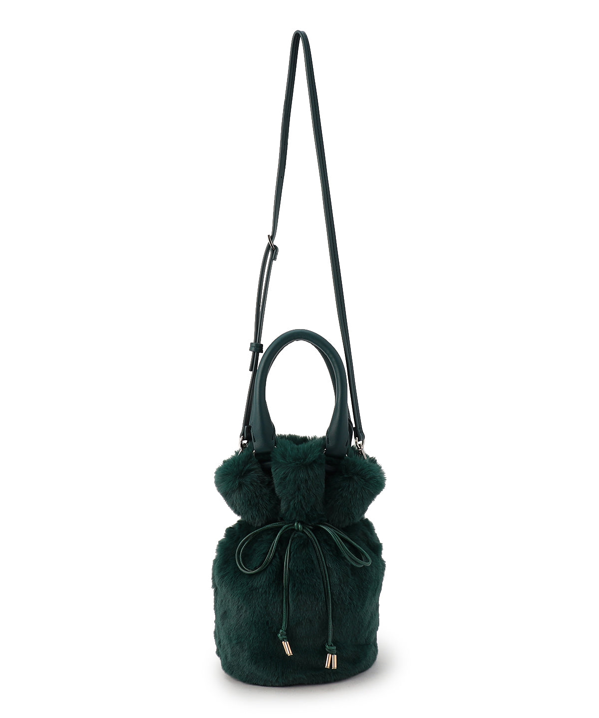 Eco Fur Drawstring Shoulder Bag GREEN