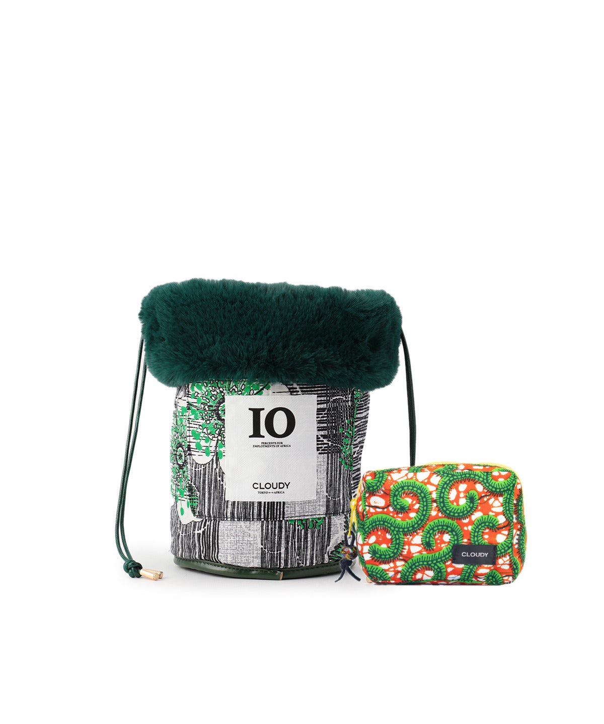 【期間限定ポーチS付き】Eco Fur Drawstring Bag (Small) GREEN