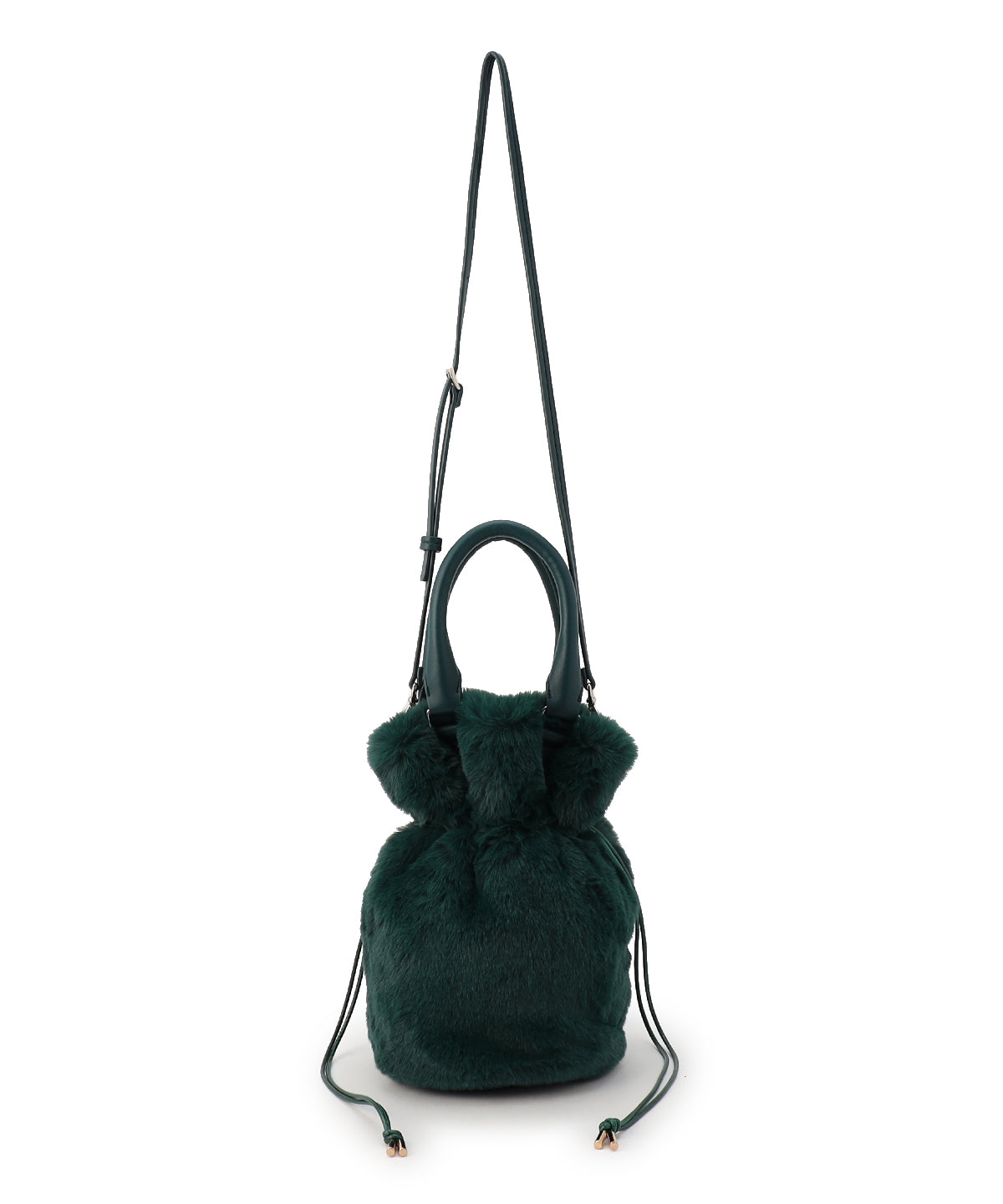 Eco Fur Drawstring Shoulder Bag GREEN