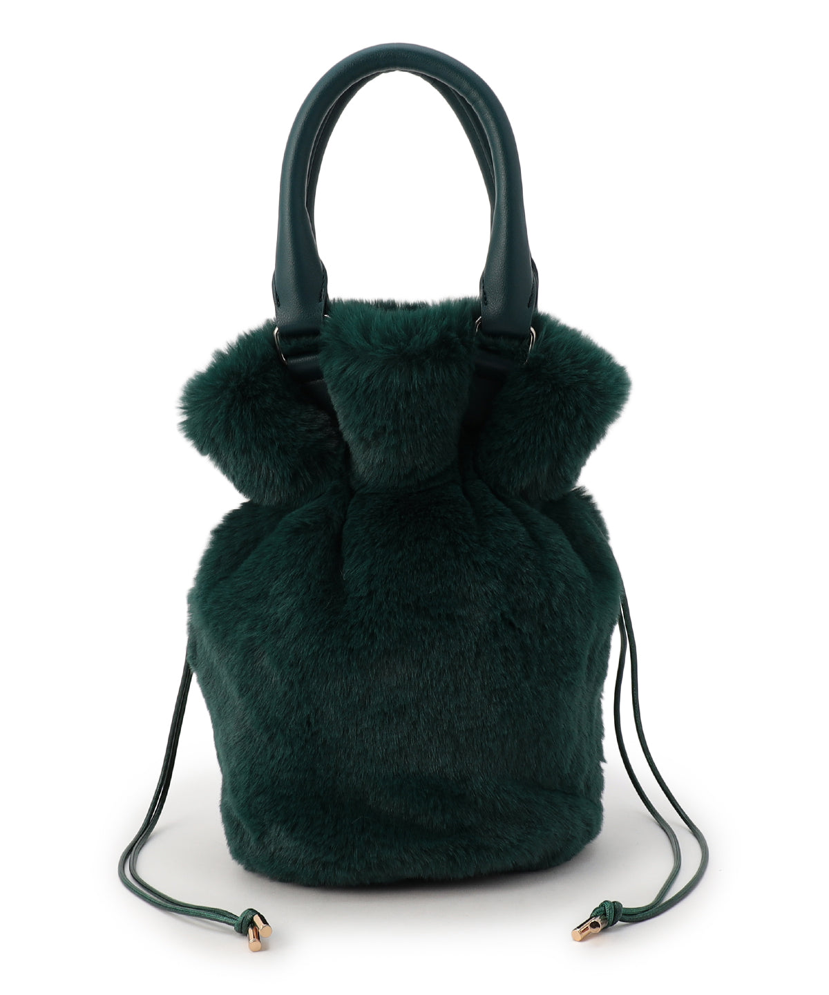 Eco Fur Drawstring Shoulder Bag GREEN