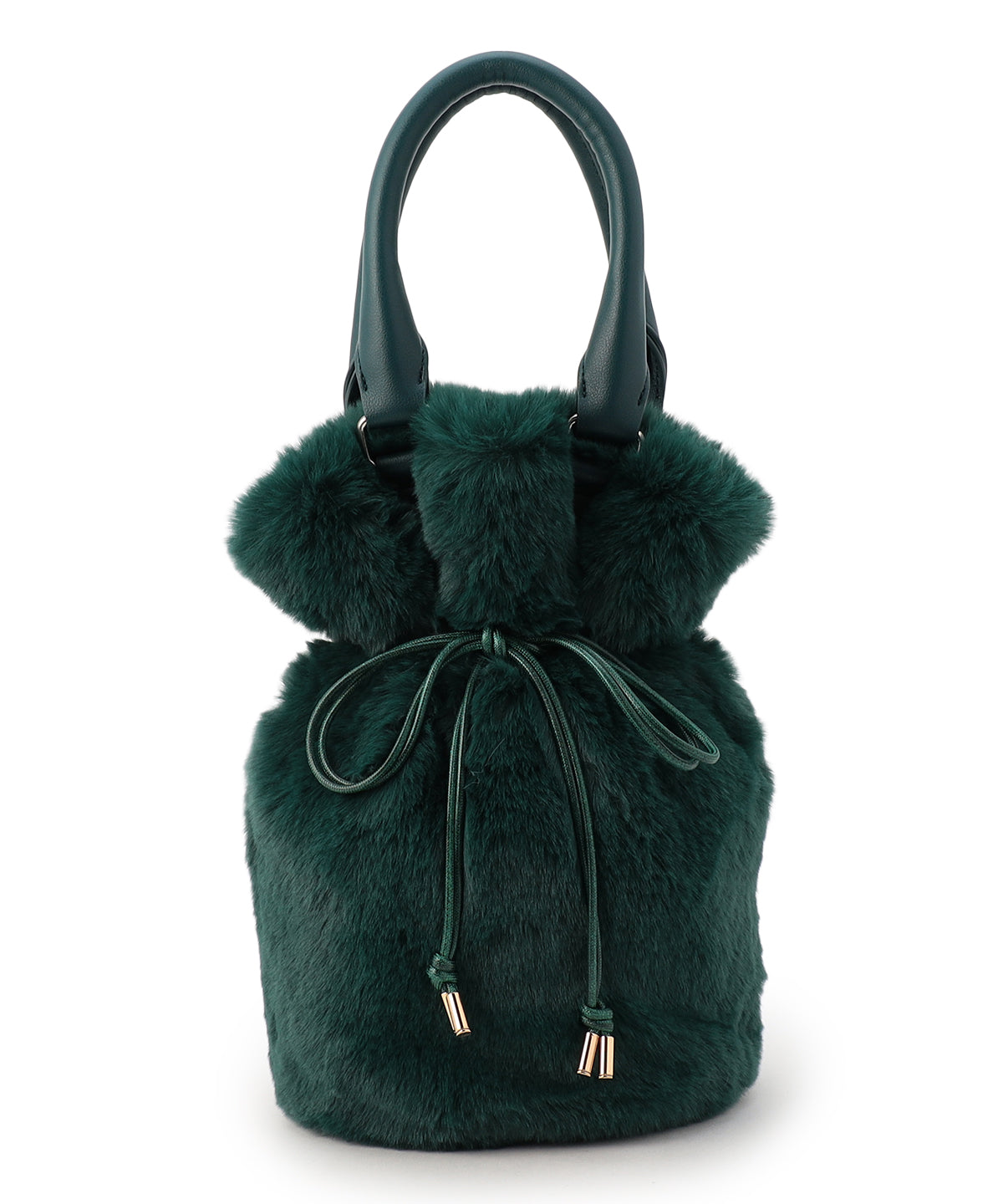 Eco Fur Drawstring Shoulder Bag GREEN