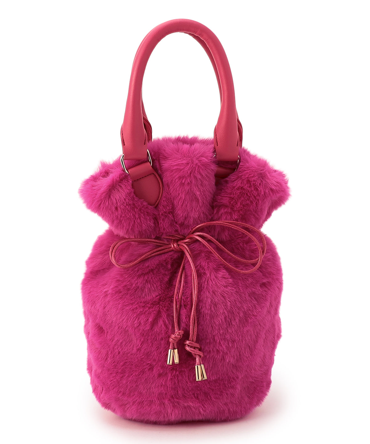 Eco Fur Drawstring Shoulder Bag PINK