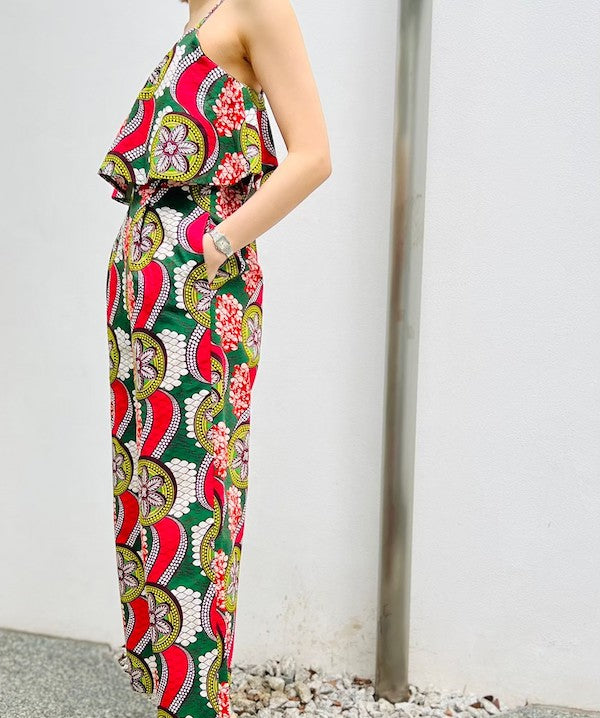 African Fabric Jump Suit GREEN