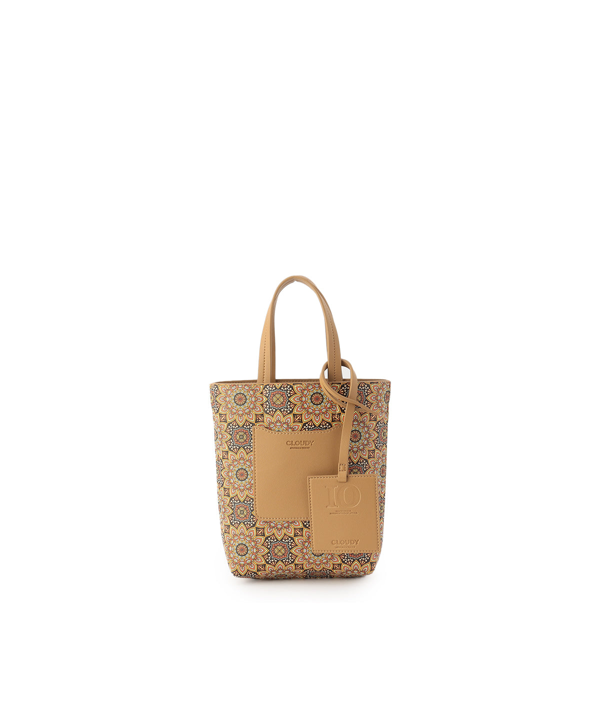 Fake Leather Printed Tote Bag (Small) BEIGE