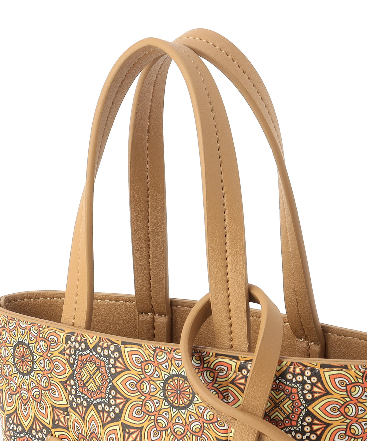Fake Leather Printed Tote Bag (Small) BEIGE
