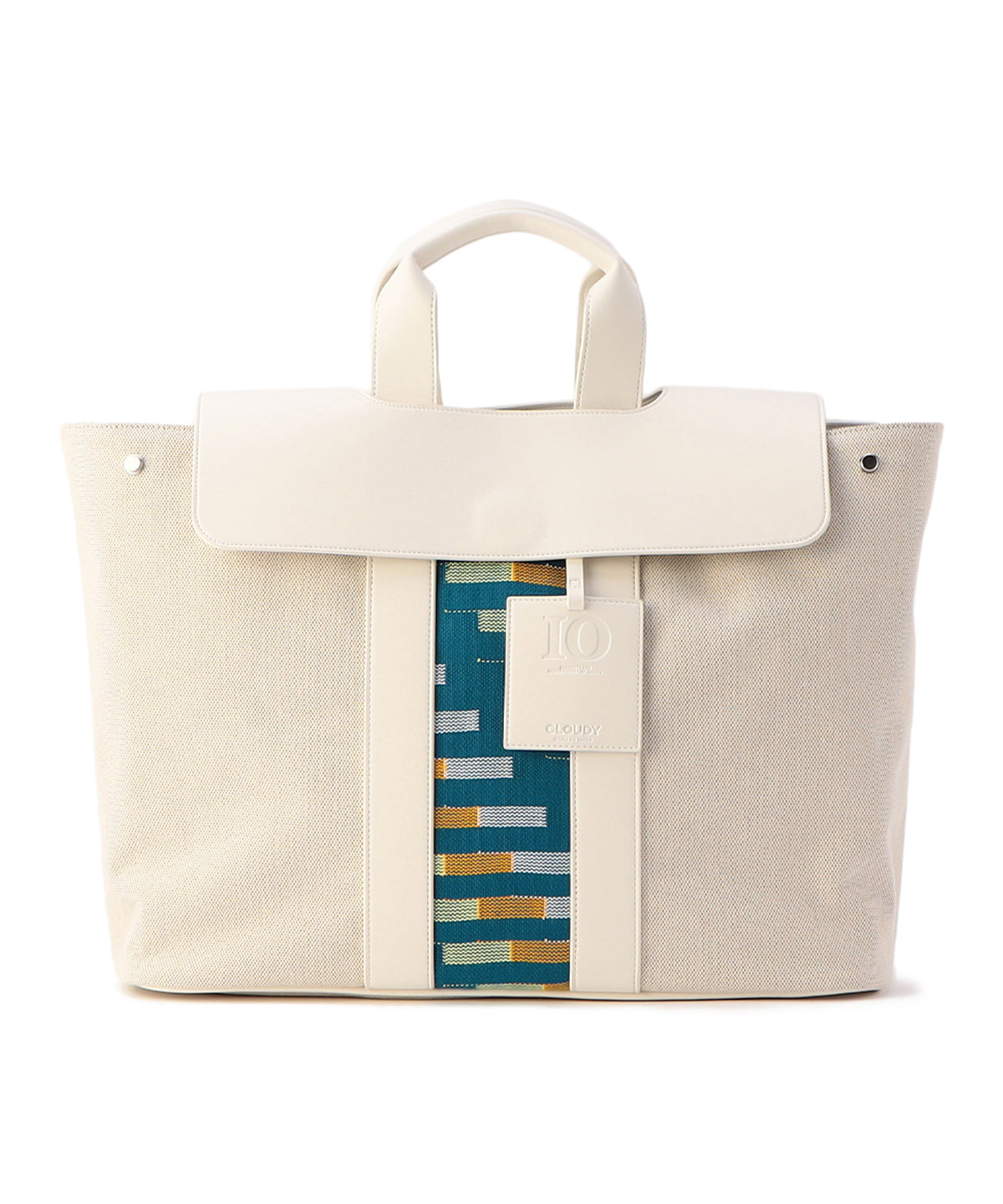 Two Tone Kente Bag (Large) WHITE