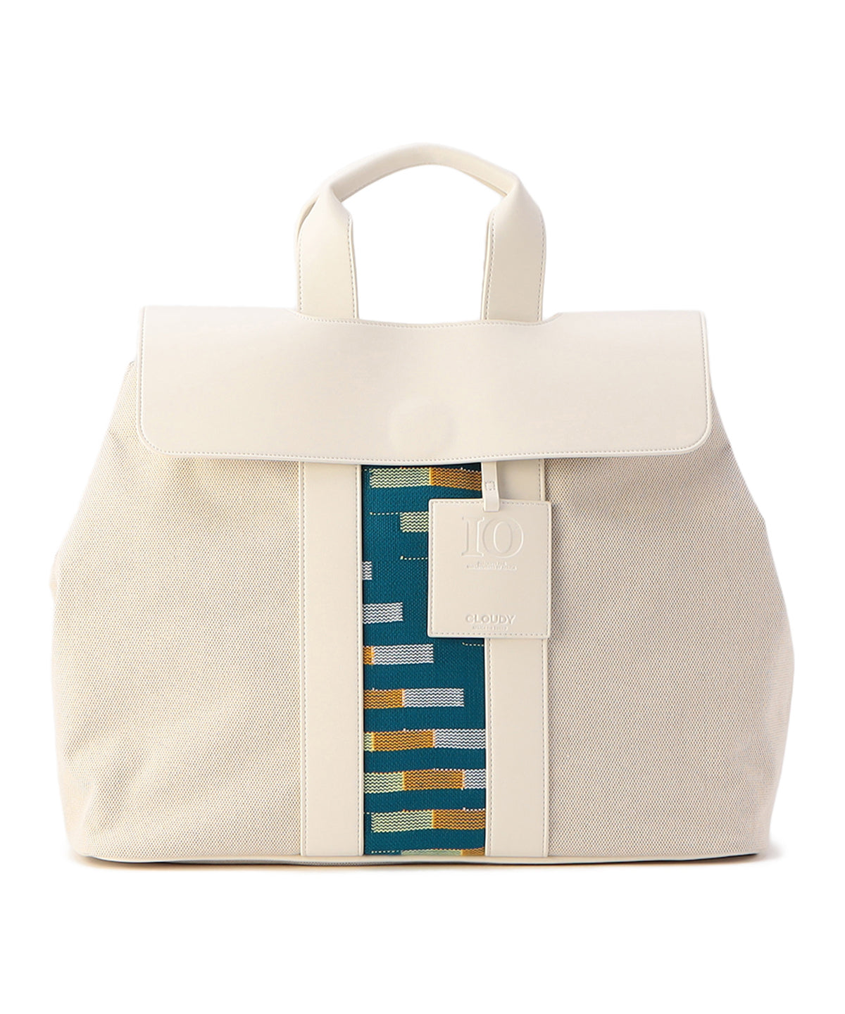 Two Tone Kente Bag (Large) WHITE