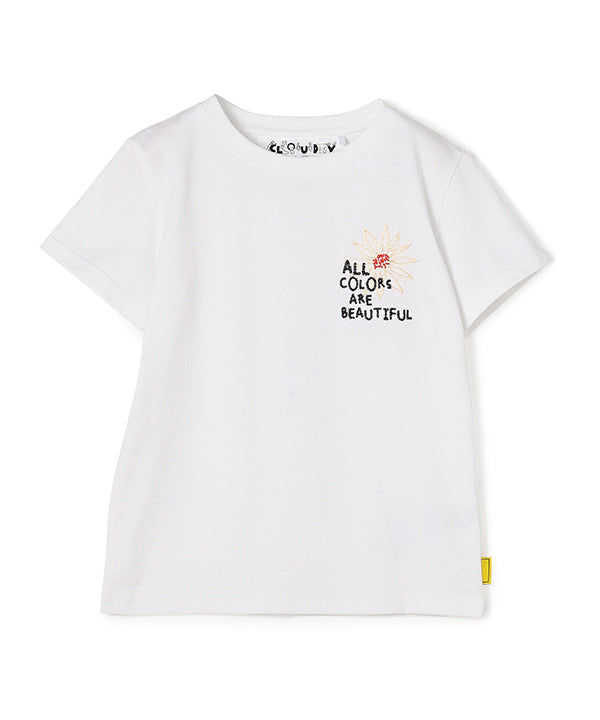 Kids Park T-shirts Embroidery Petals WHITE