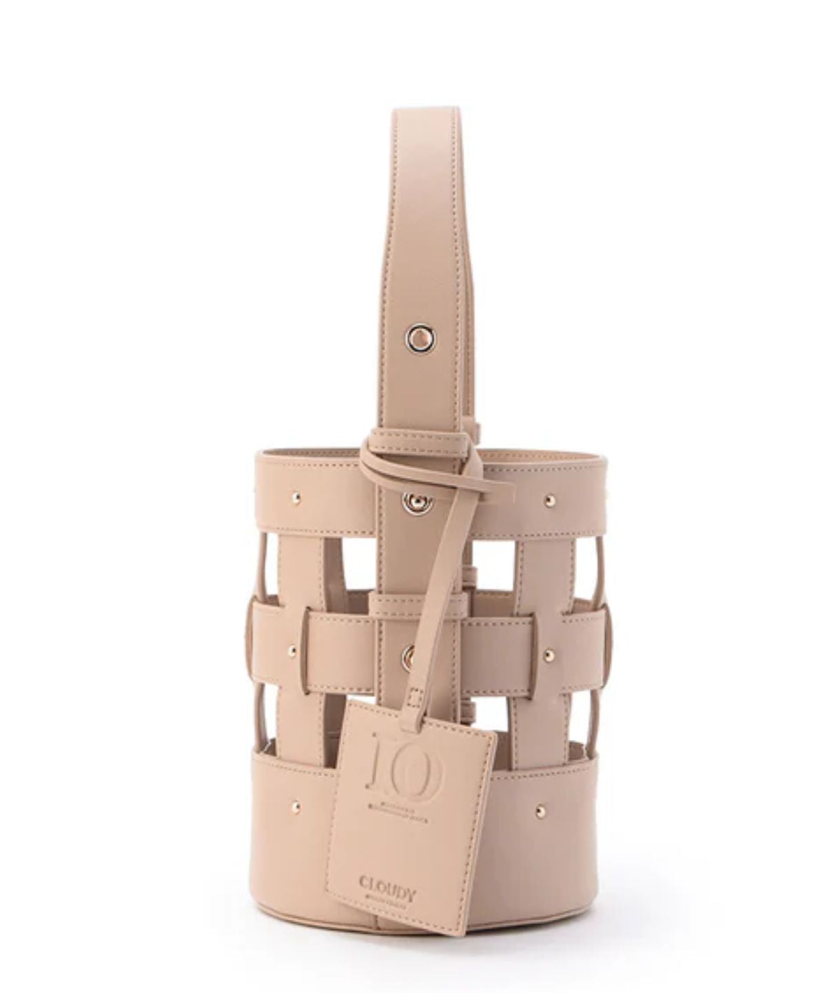 Fake Leather Mesh Tube Bag BEIGE