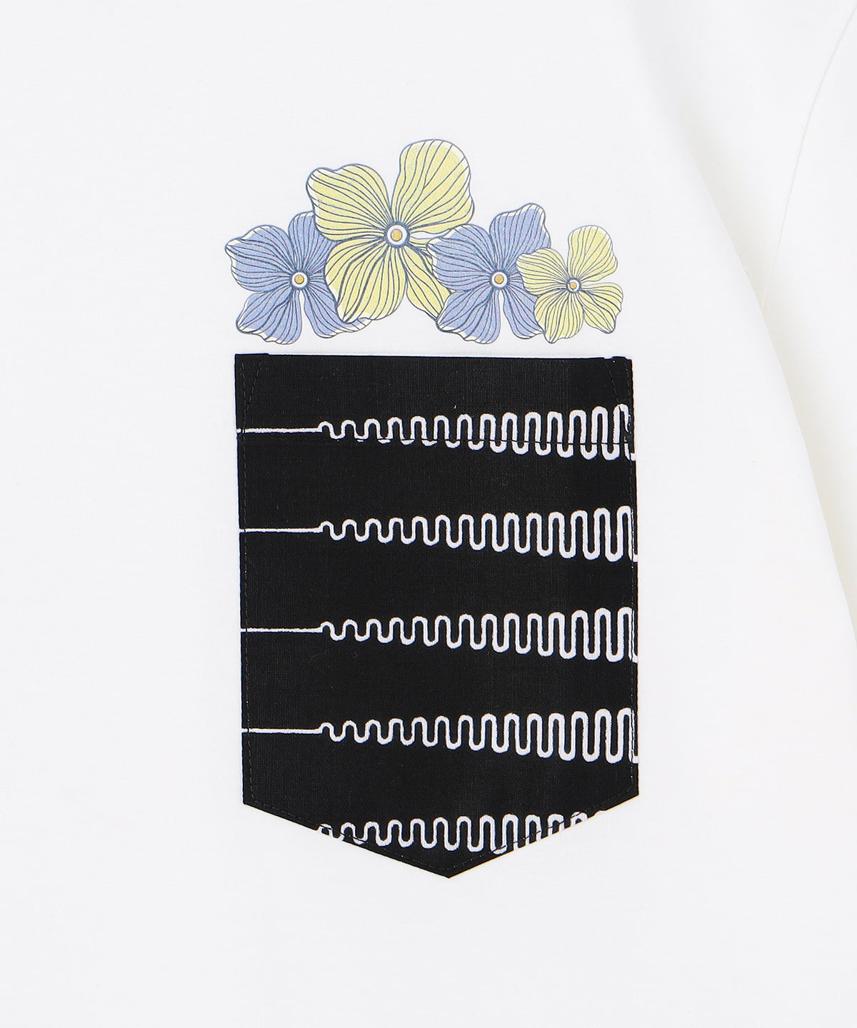 Printed Pocket T-SHIRTS Flower 407 WHITE