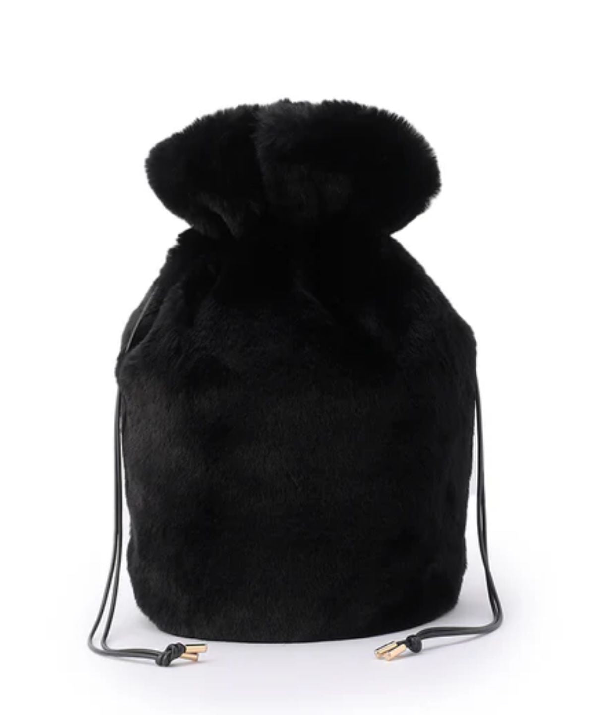 Eco Fur Drawstring Bag(Medium)BLACK