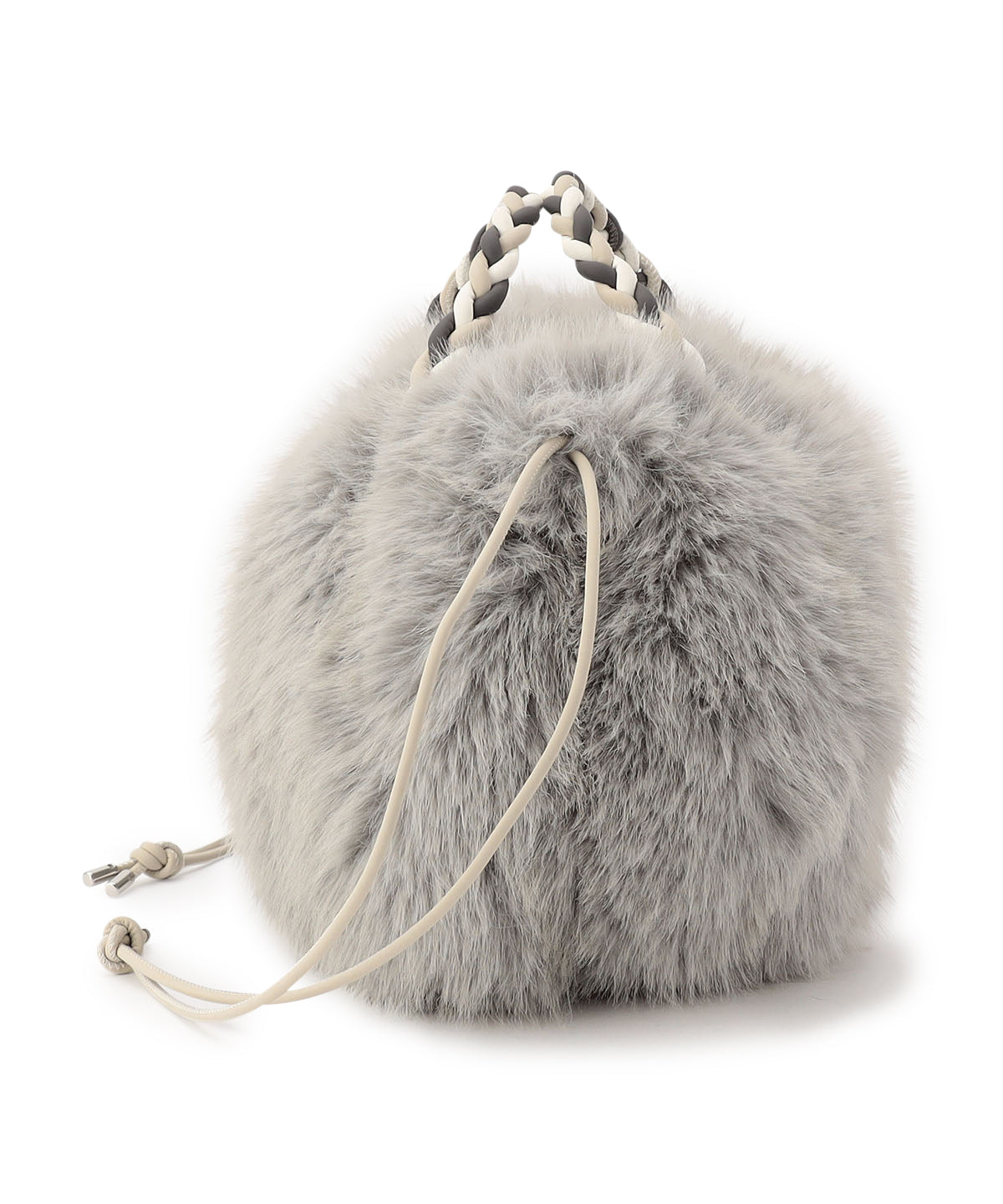 Long Fur Drawstring Bag GRAY