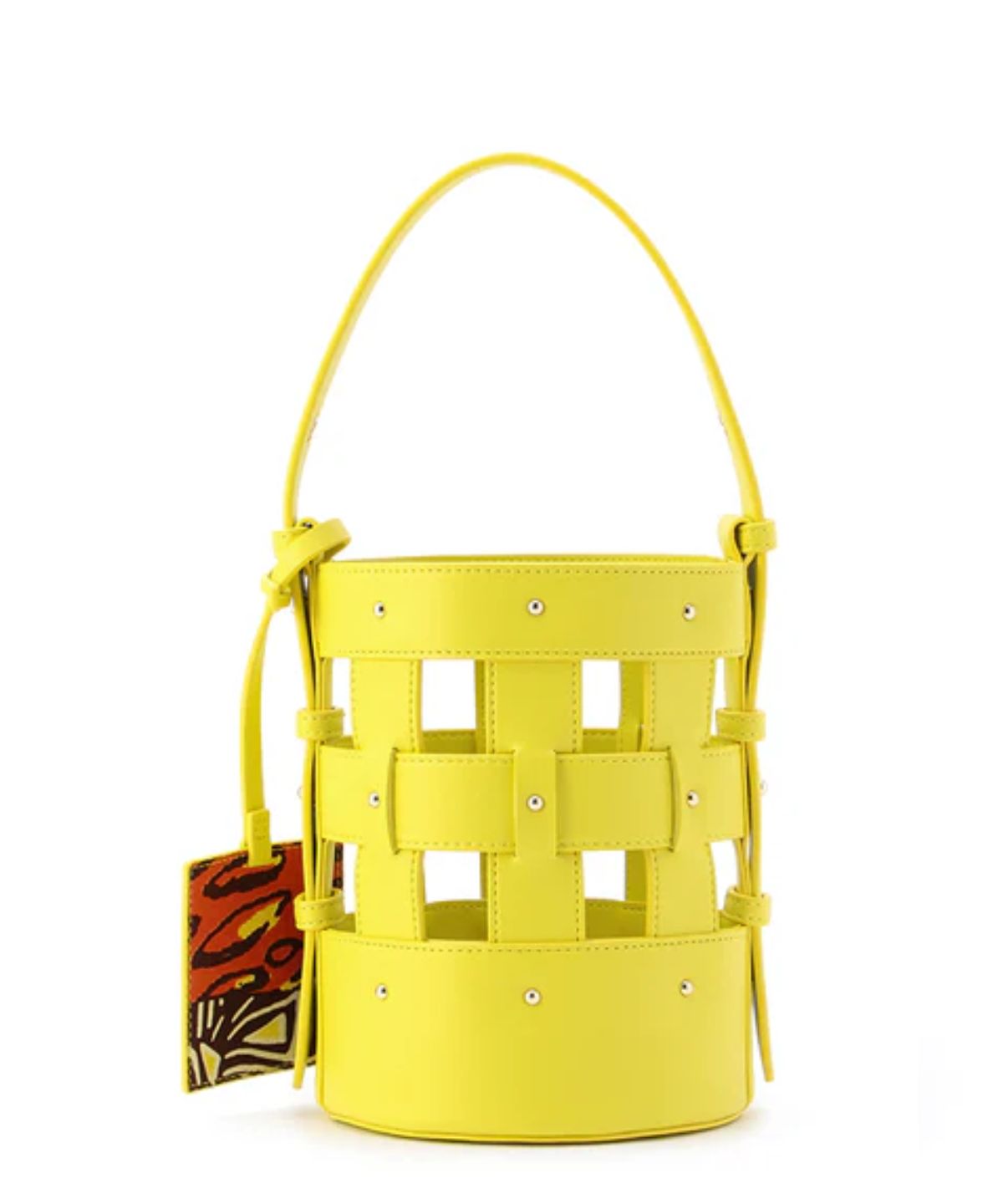 Fake Leather Mesh Tube Bag YELLOW