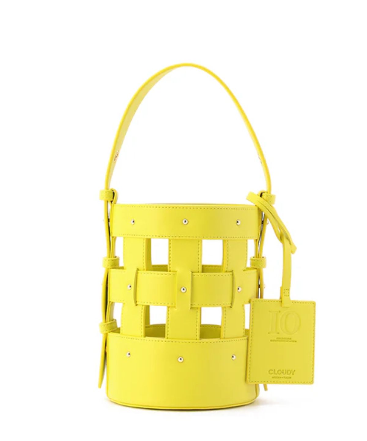 Fake Leather Mesh Tube Bag YELLOW