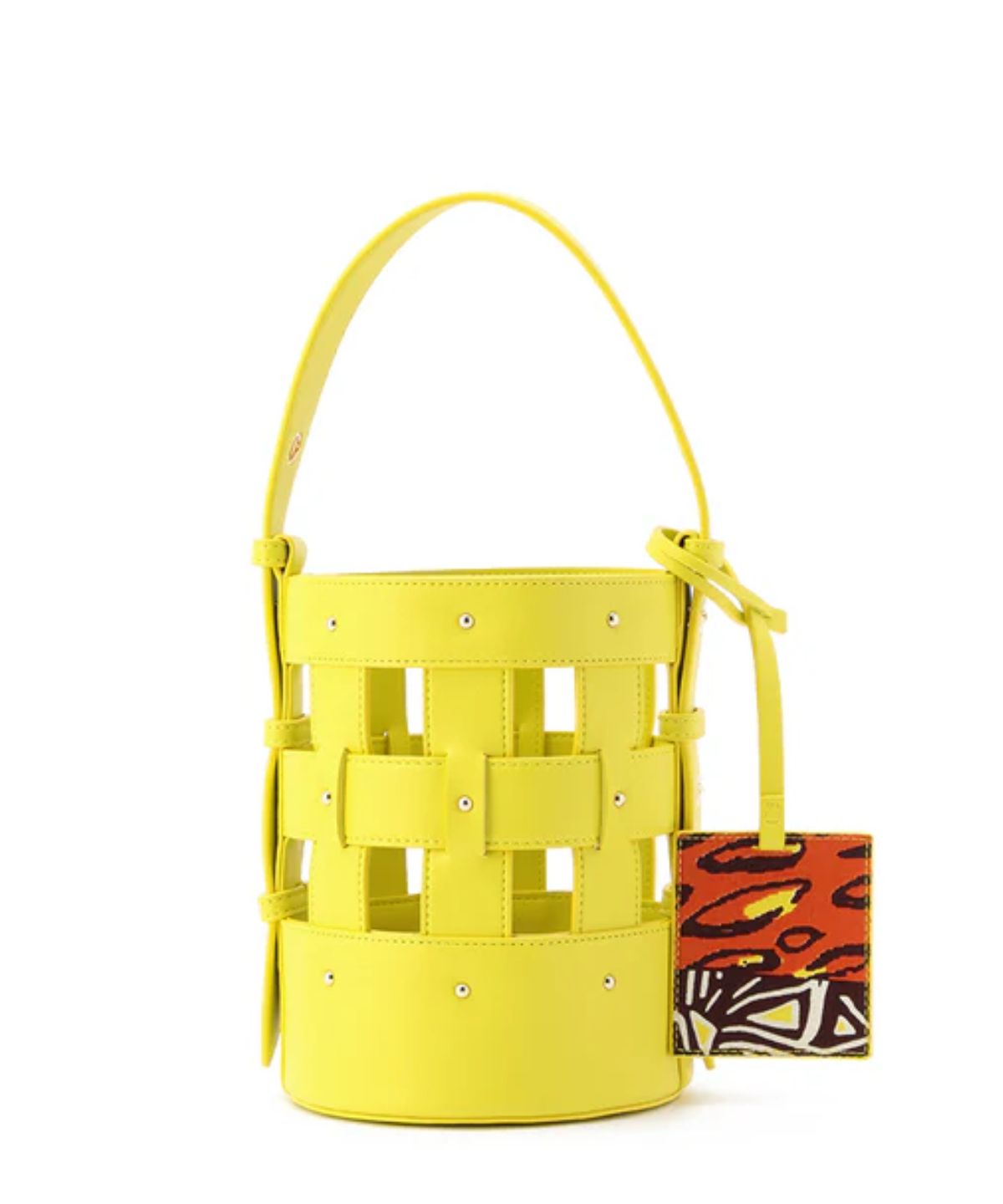 Fake Leather Mesh Tube Bag YELLOW