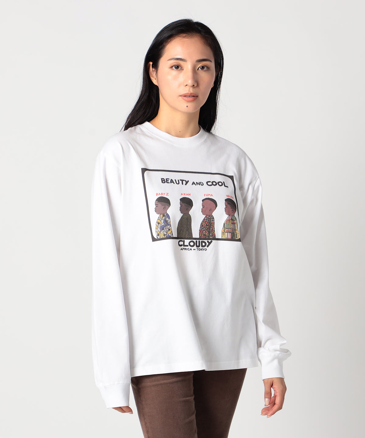 Long Sleeve T-Shirts BEAUTY AND COOL WHITE