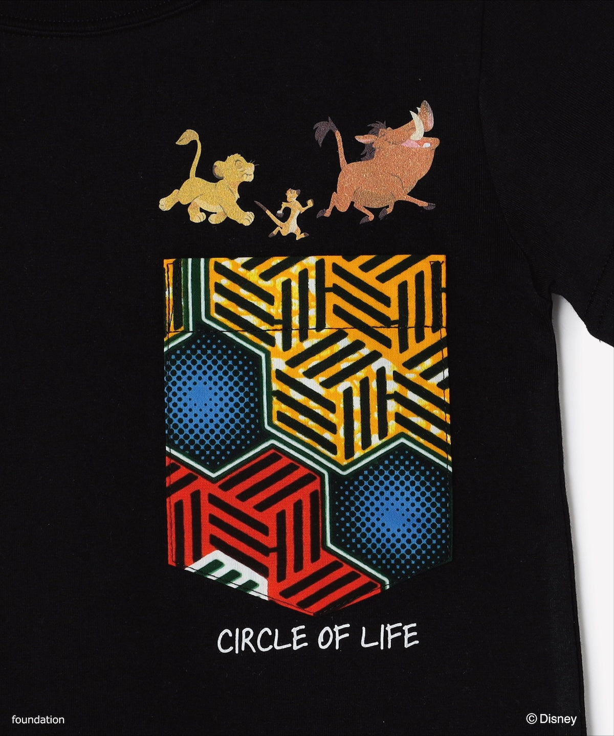 キッズポケットTシャツ SIMBA,TIMON,PUMBAA BLACK