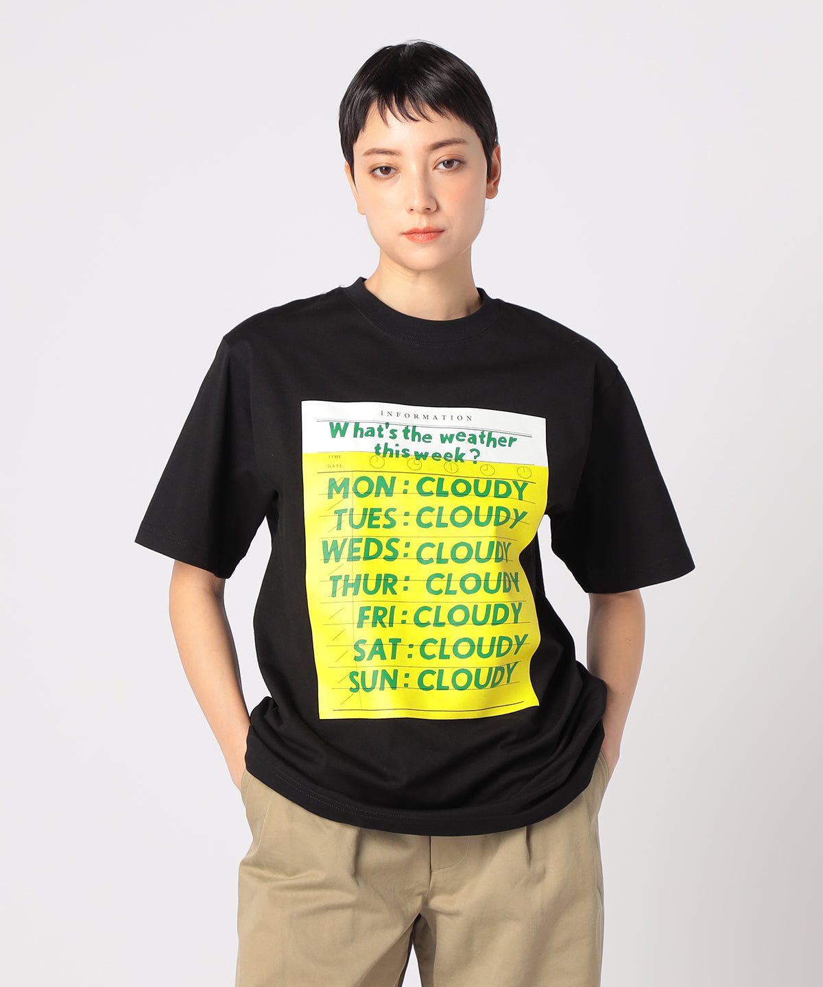 Lunch T-shirt WEEKLY WEATHER  BLACK