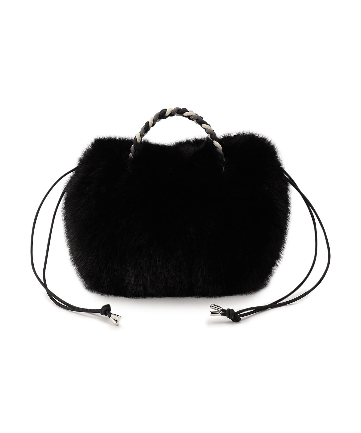 Long Fur Drawstring Bag BLACK