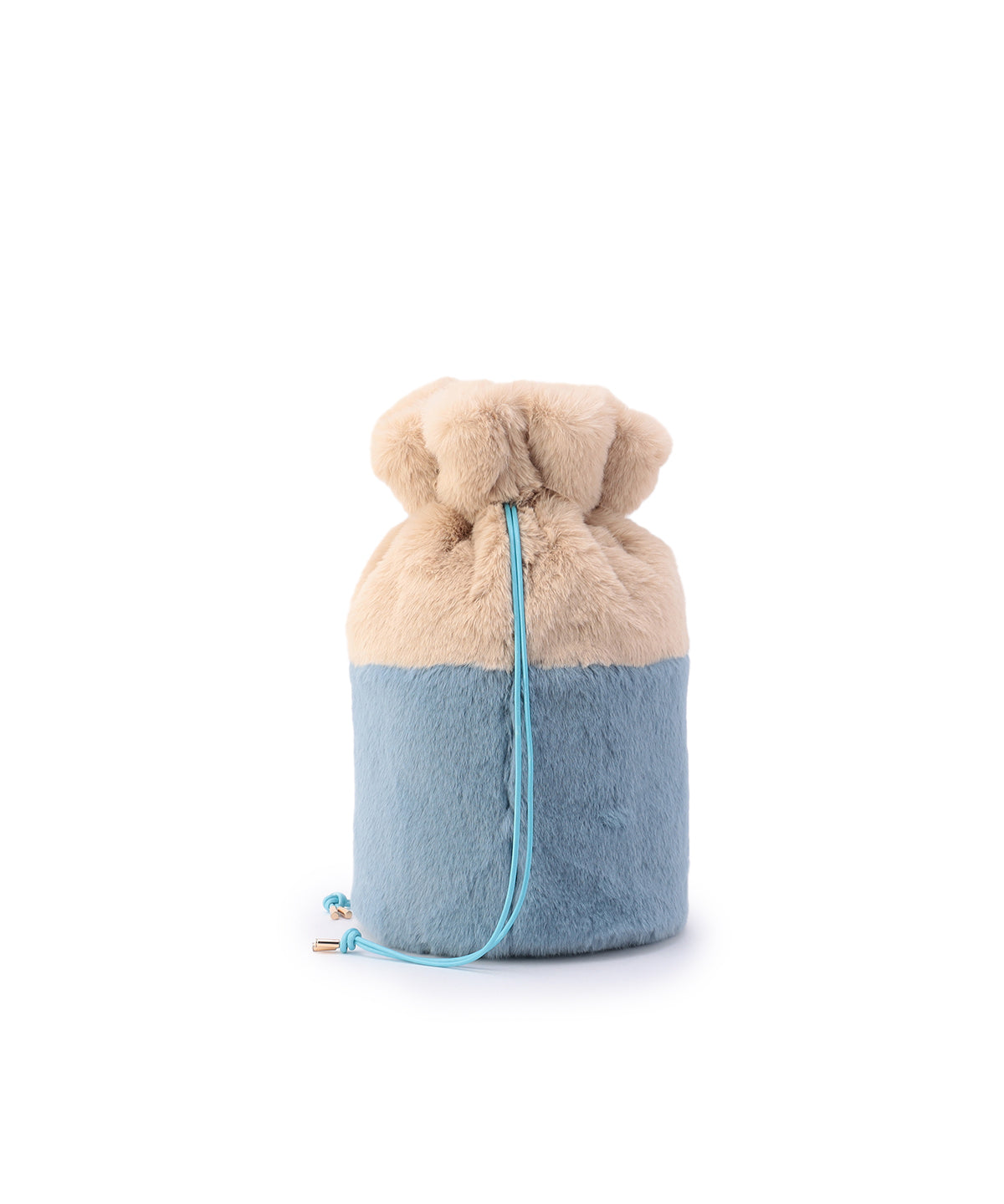 Eco Fur Drawstring Bag(Medium)BEIGE×SAX