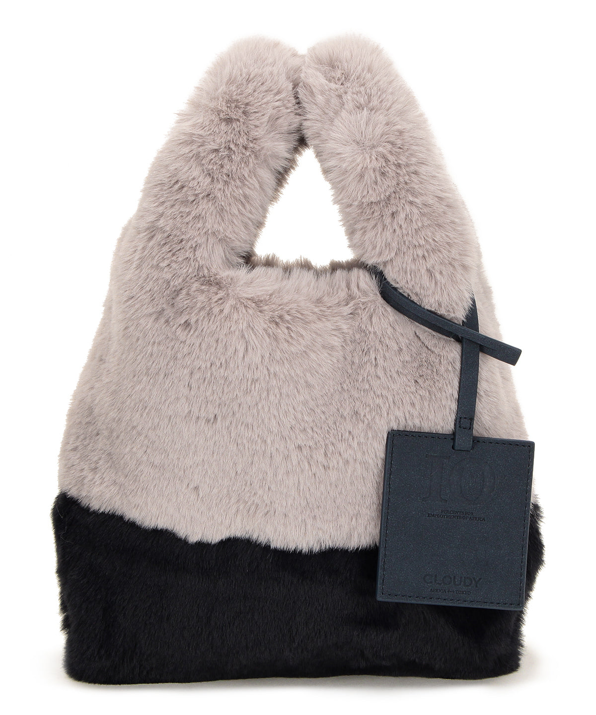 Eco Fur Convenience Bag (Small) GRAY×NAVY